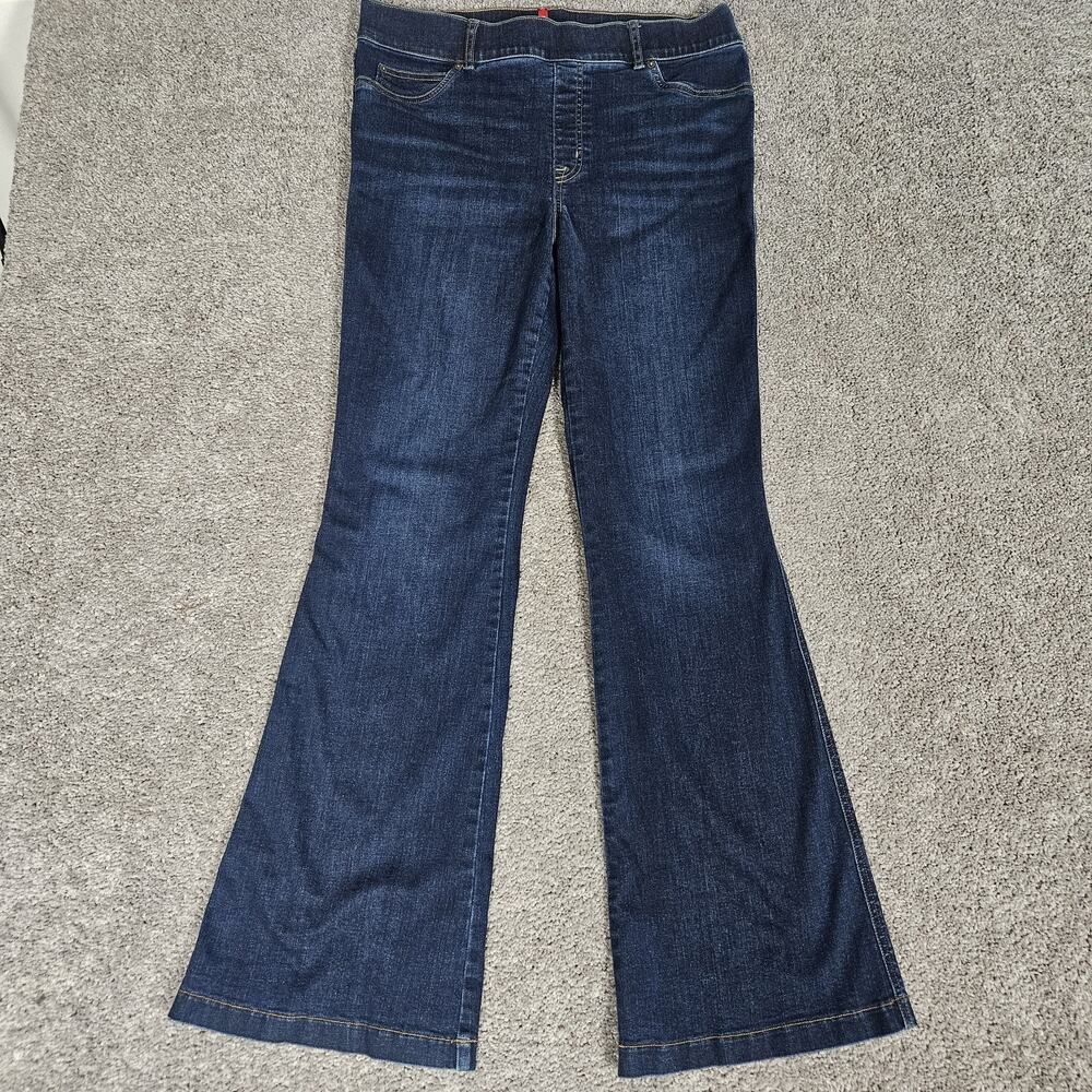 Spanx Jeans Womens XL Flare High Rise Blue Pull On Stretch 20327R 33x32.5